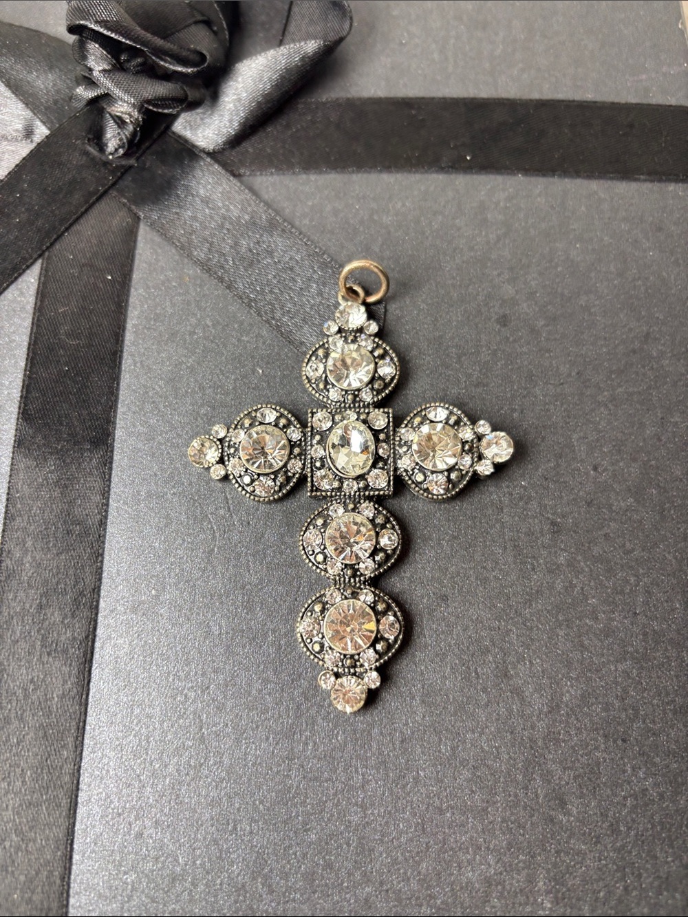 Crystal Cross Pendant Necklace - Clear Crystal Accent
